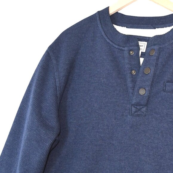 L.L. Bean Henley LG Navy Sherpa Fleece Outdoors Layering Cozy - Picture 3 of 7